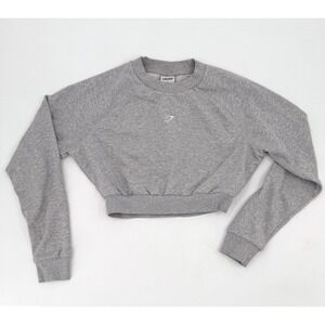 Gymshark Sweater Sweatshirt Womens Small Gray Jogging Cropped tapered Workout